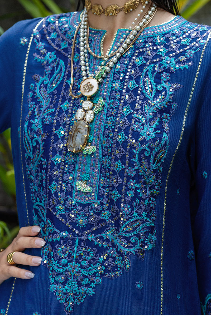 Women Wearing Marisette Zinc Long Shirt for Festive Events - Pakistani Designer Wear for Women in UK | Kifat