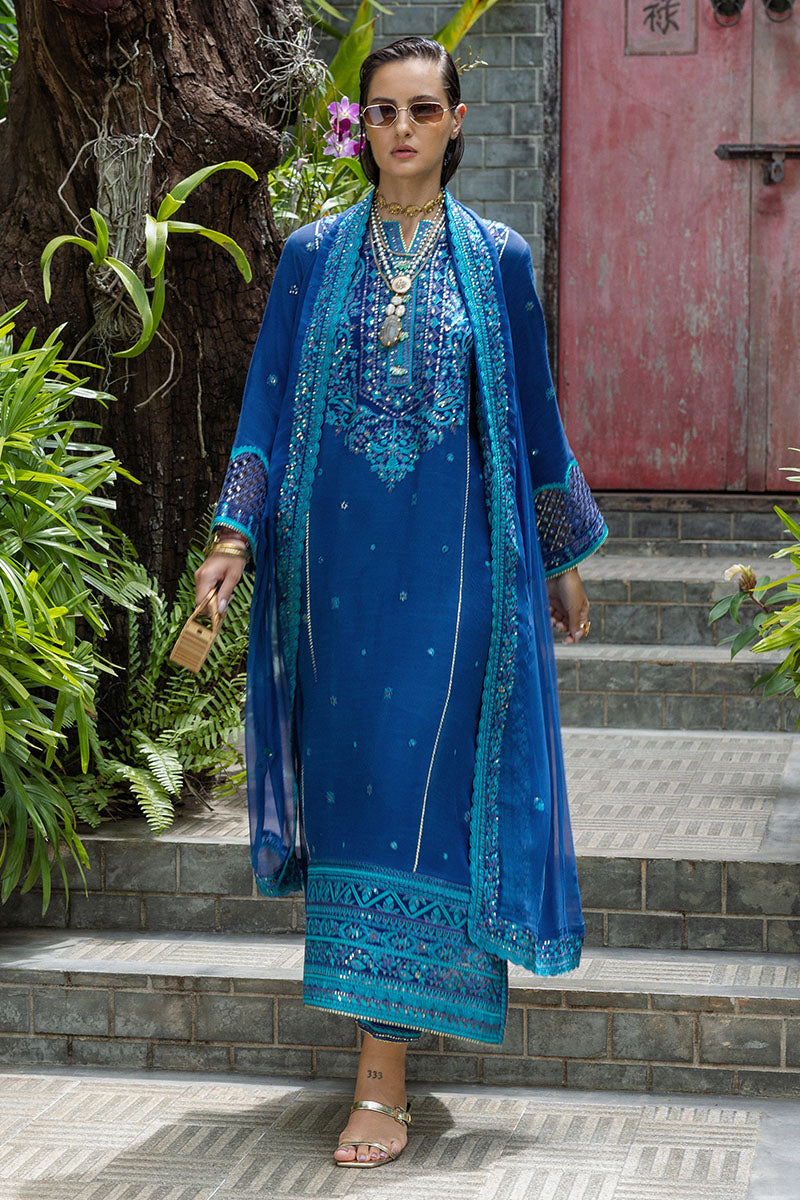 Women Wearing Marisette Zinc Long Shirt for Festive Events - Pakistani Designer Wear for Women in UK | Kifat