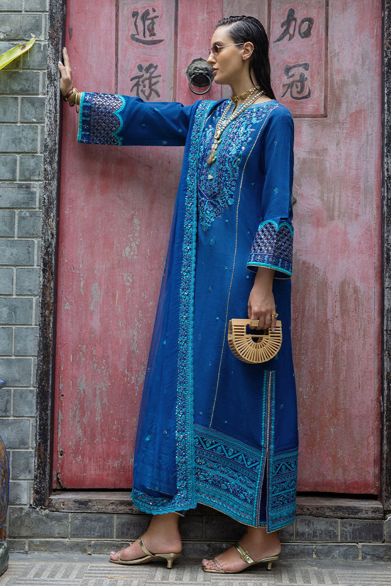 Women Wearing Marisette Zinc Long Shirt for Festive Events - Pakistani Designer Wear for Women in UK | Kifat