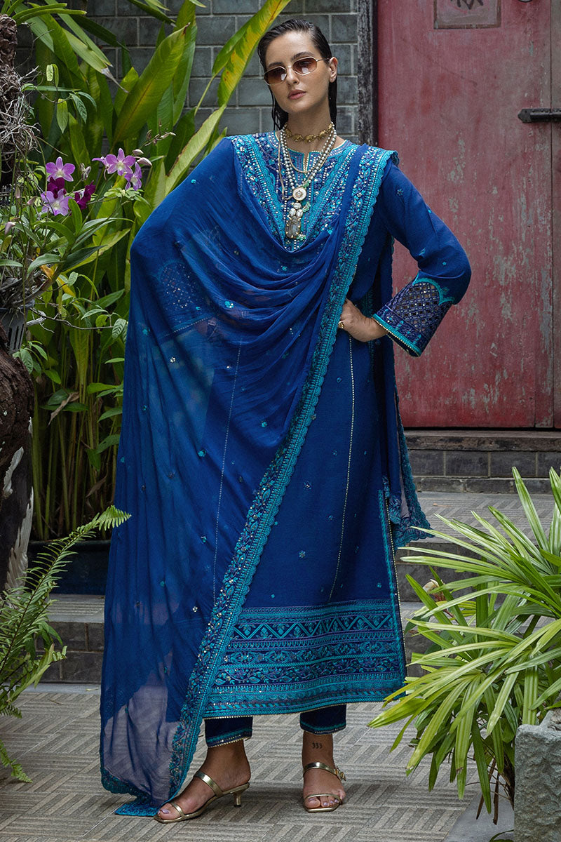 Women Wearing Marisette Zinc Long Shirt for Festive Events - Pakistani Designer Wear for Women in UK | Kifat