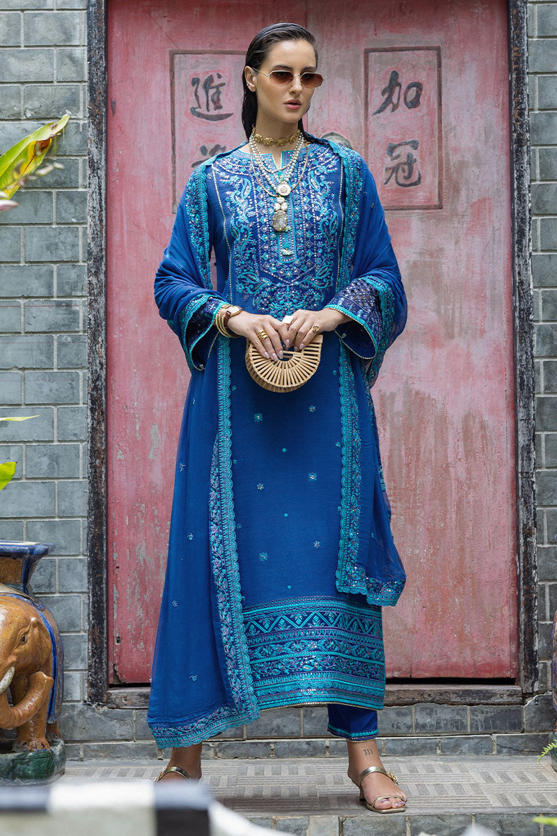 Women Wearing Marisette Zinc Long Shirt for Festive Events - Pakistani Designer Wear for Women in UK | Kifat