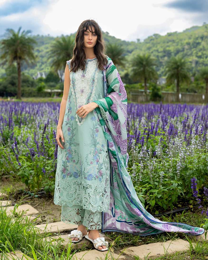 Women Wearing Hummingbird Haven Mint Green Long Shirt for Festive Events - Pakistani Designer Wear for Women in UK | Kifat