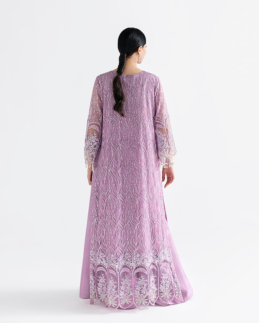 Women Wearing Jessamine Lilac Long Shirt for Festive Events - Pakistani Designer Wear for Women in UK | Kifat