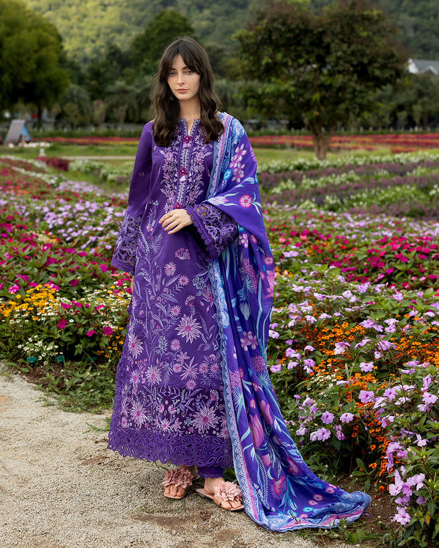 Women Wearing Lily Veil Purple Long Shirt for Festive Events - Pakistani Designer Wear for Women in UK | Kifat