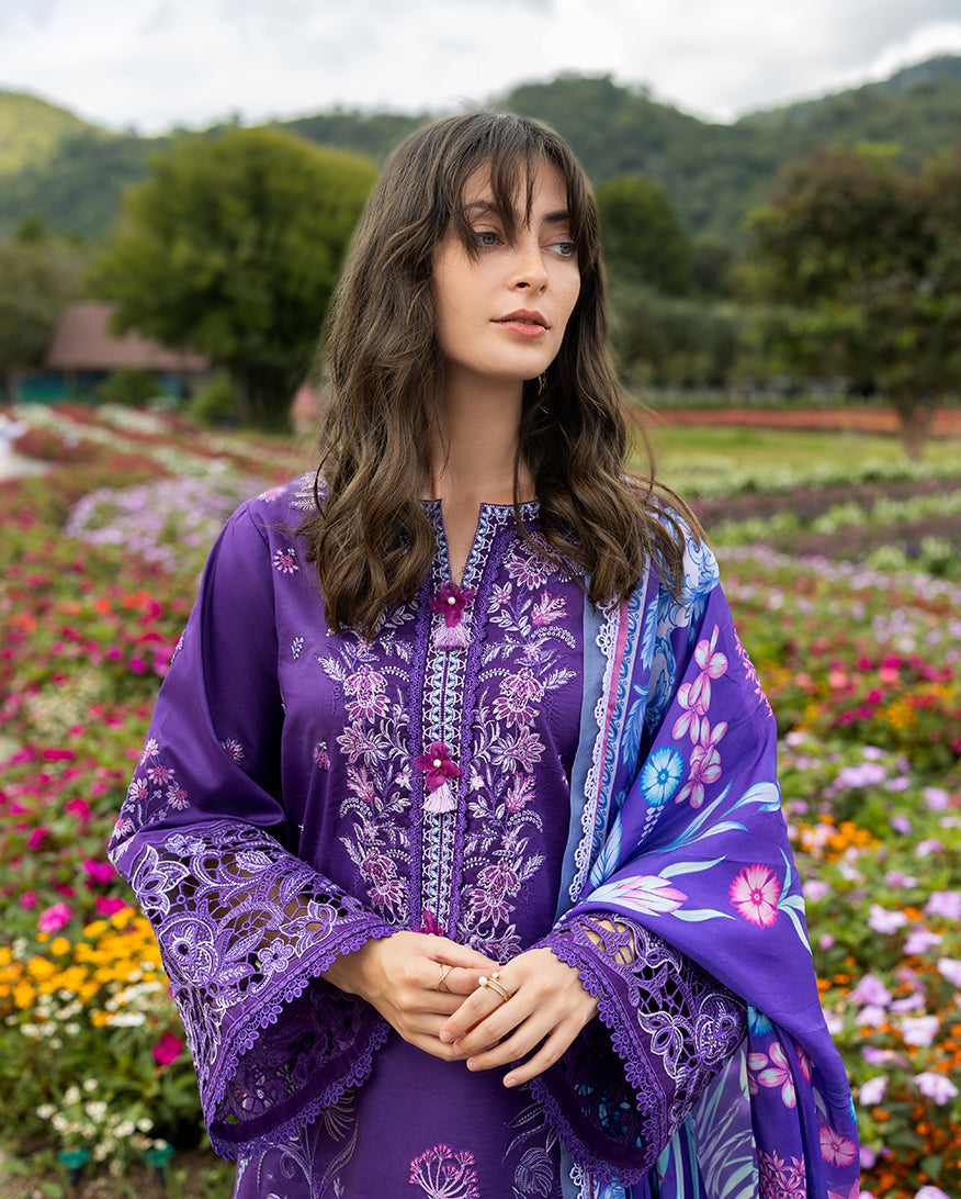 Women Wearing Lily Veil Purple Long Shirt for Festive Events - Pakistani Designer Wear for Women in UK | Kifat