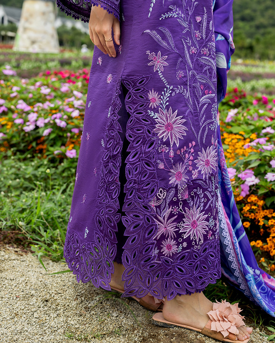 Women Wearing Lily Veil Purple Long Shirt for Festive Events - Pakistani Designer Wear for Women in UK | Kifat
