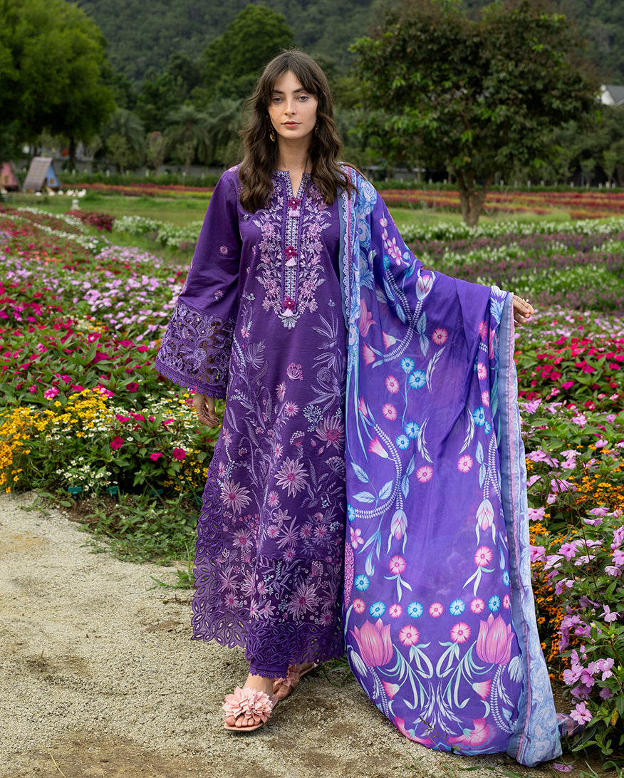Women Wearing Lily Veil Purple Long Shirt for Festive Events - Pakistani Designer Wear for Women in UK | Kifat