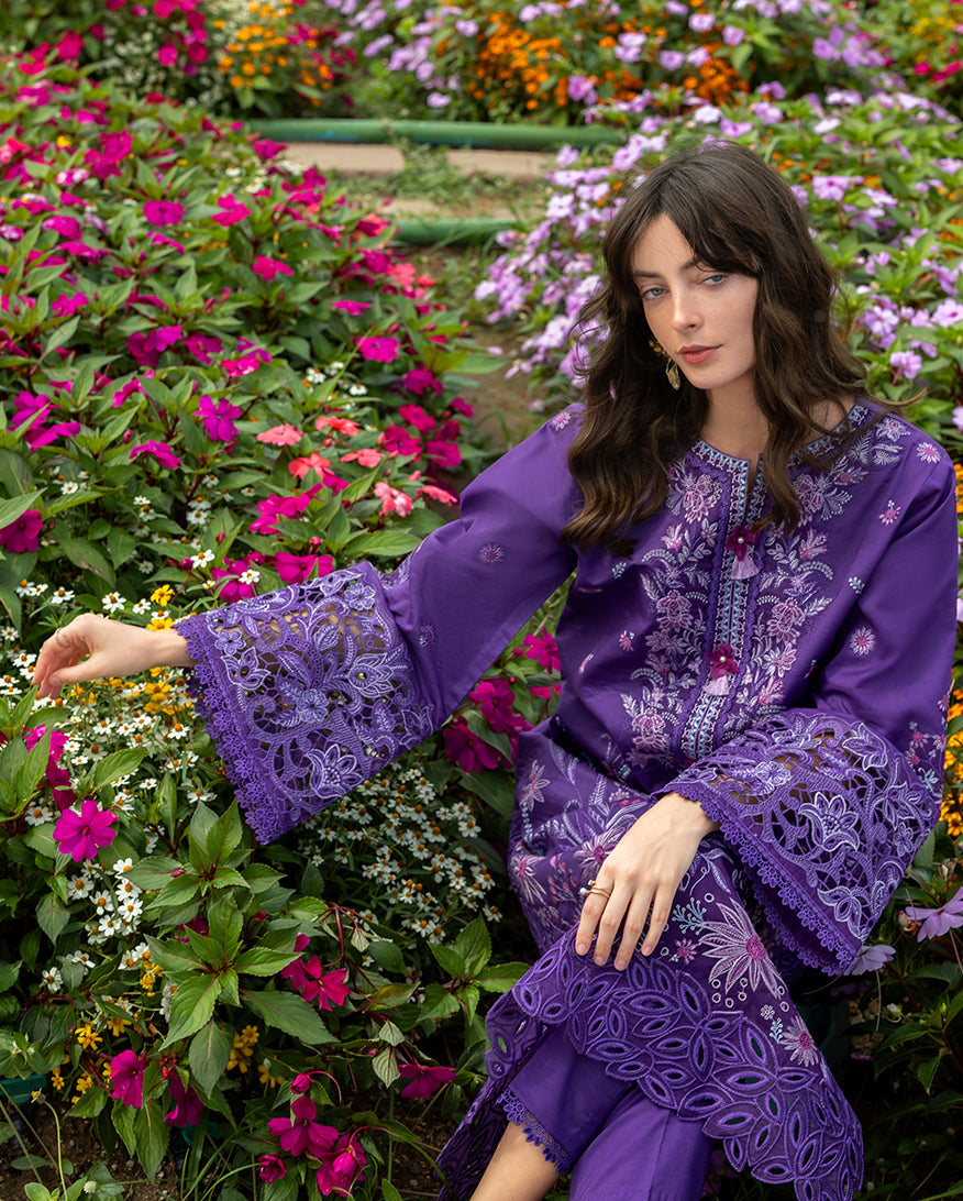 Women Wearing Lily Veil Purple Long Shirt for Festive Events - Pakistani Designer Wear for Women in UK | Kifat
