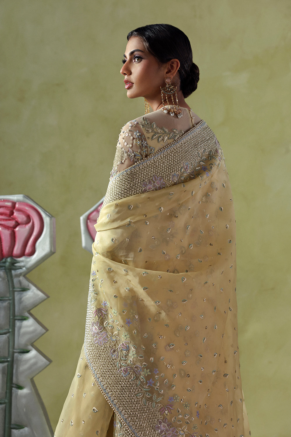 Soraya Liora Butter Yellow Long Angrakha Shirt for Guest of Wedding Wear, Formal Events - Pakistani Designer Wear for Women in UK | Kifat