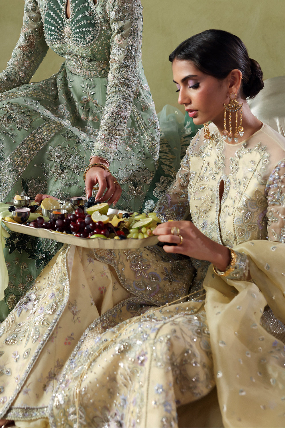 Soraya Liora Butter Yellow Long Angrakha Shirt for Guest of Wedding Wear, Formal Events - Pakistani Designer Wear for Women in UK | Kifat
