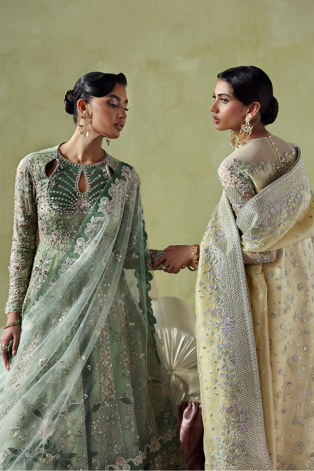 Soraya Lirien Mint Green Pishwas for Wedding Wear,  Formal Events - Pakistani Designer Wear for Women in UK | Kifat