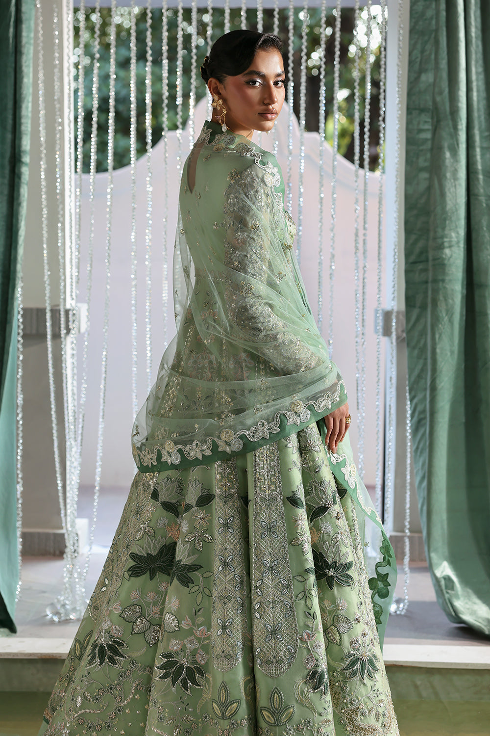 Soraya Lirien Mint Green Pishwas for Wedding Wear,  Formal Events - Pakistani Designer Wear for Women in UK | Kifat