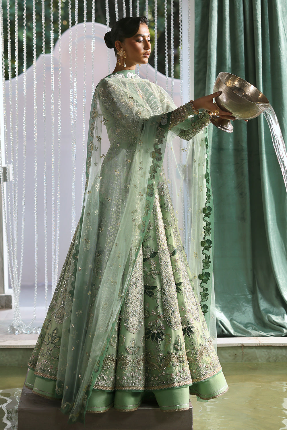 Soraya Lirien Mint Green Pishwas for Wedding Wear,  Formal Events - Pakistani Designer Wear for Women in UK | Kifat