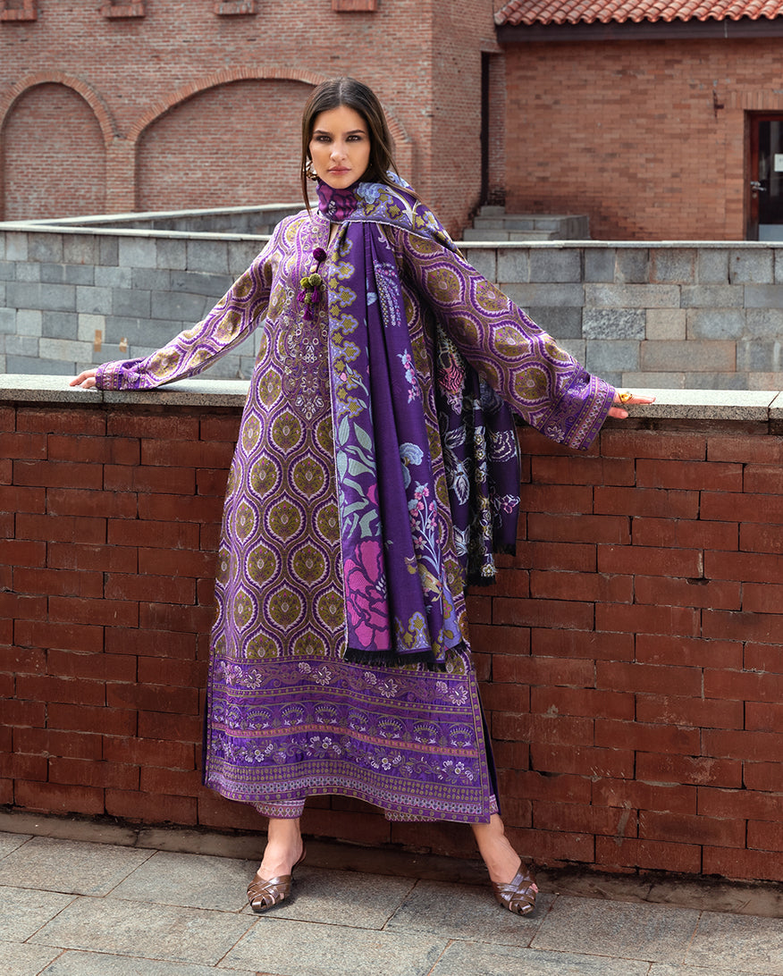 Women Wearing Luce Toscana Purple Long Shirt for Casual Events - Pakistani Designer Wear for Women in UK | Kifat