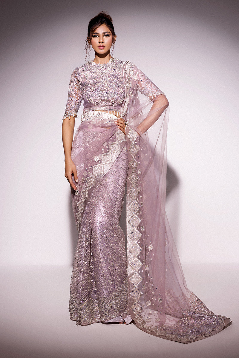 Women Wearing Evening Haze Lilac Peshwas for Wedding Events - Pakistani Designer Wear for Women in UK | Kifat