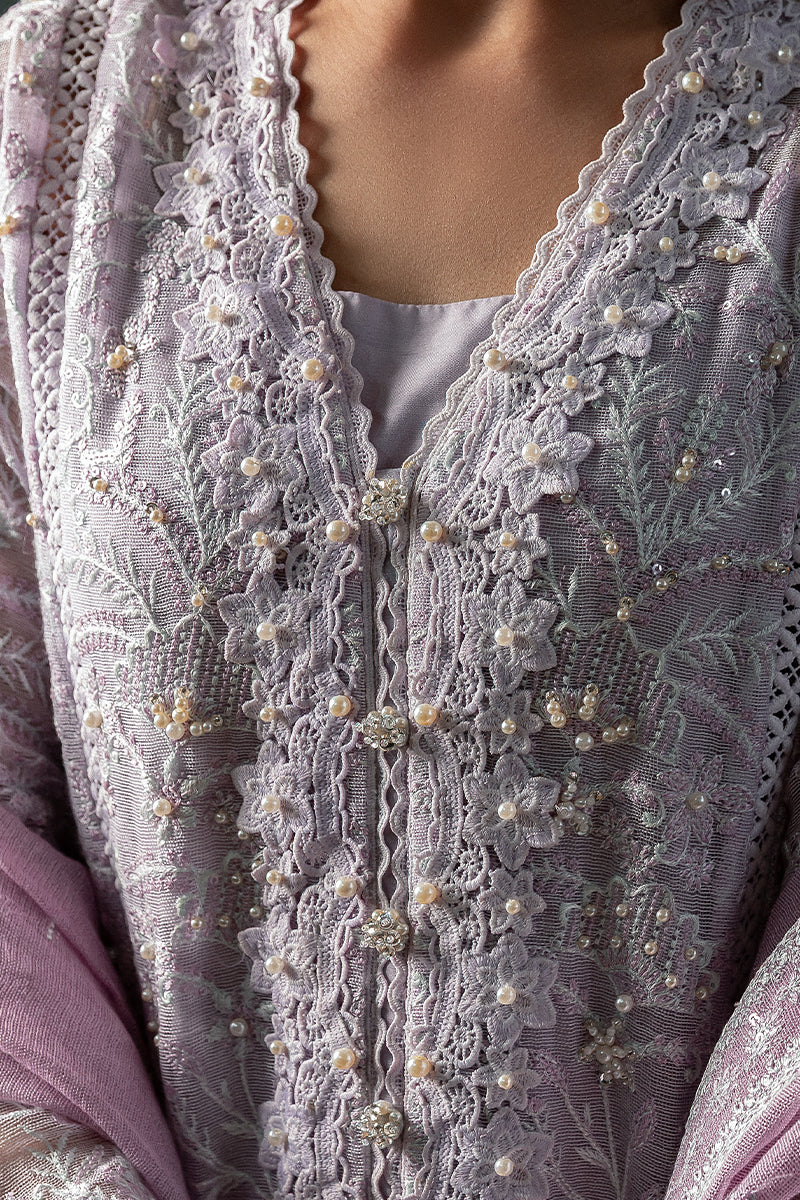 Women Wearing Andaleeb Lilac Long Shirt for Luxury Events - Pakistani Designer Wear for Women in UK | Kifat