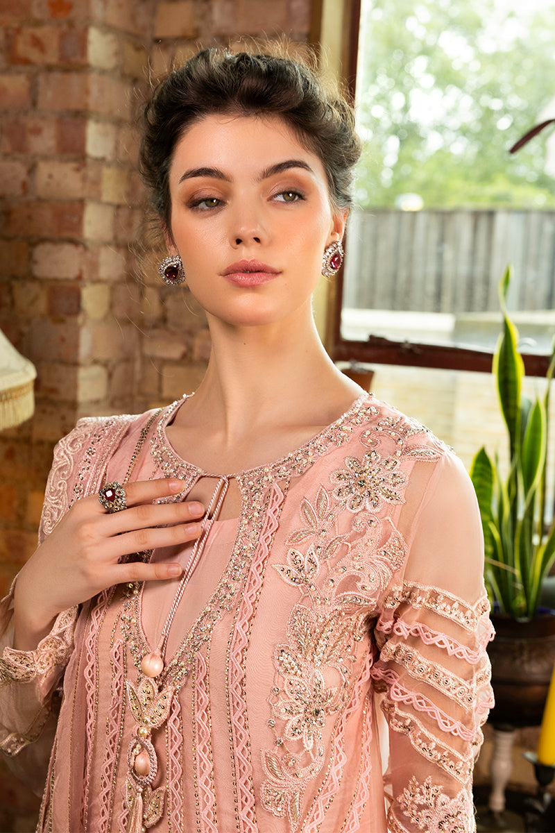 Women Wearing Calliope Baby Pink Long Shirt for Festive Events - Pakistani Designer Wear for Women in UK | Kifat