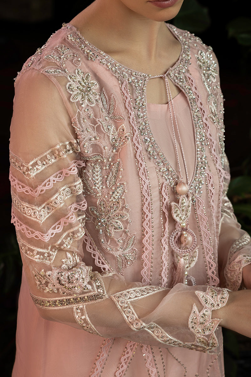 Women Wearing Calliope Baby Pink Long Shirt for Festive Events - Pakistani Designer Wear for Women in UK | Kifat