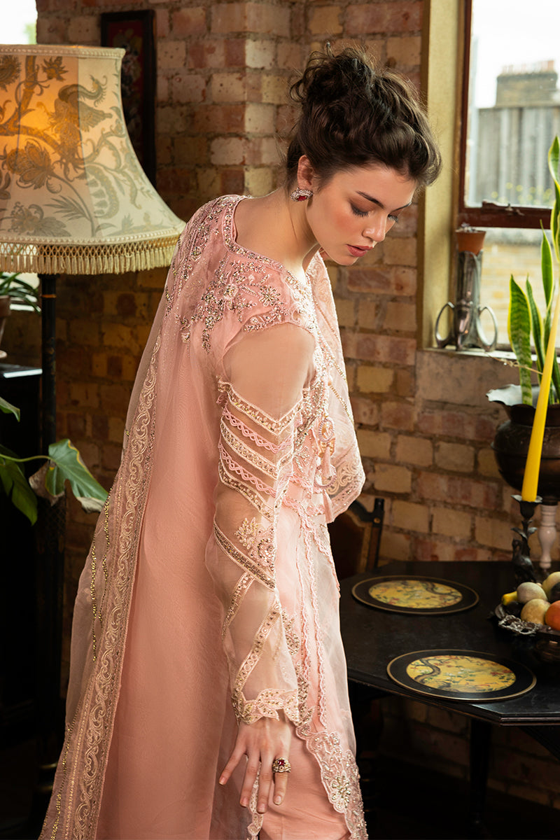 Women Wearing Calliope Baby Pink Long Shirt for Festive Events - Pakistani Designer Wear for Women in UK | Kifat