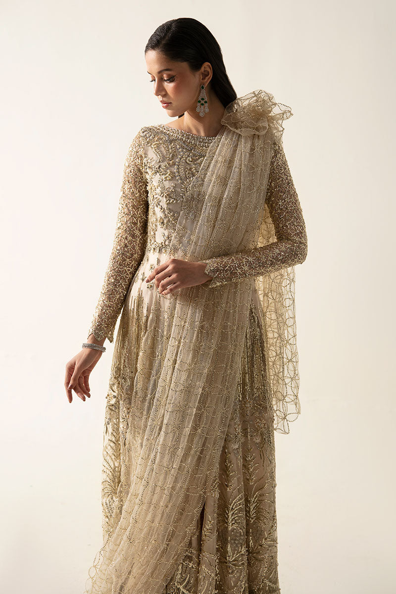 Women Wearing Taliah Off White Frock for Luxury Events - Pakistani Designer Wear for Women in UK | Kifat
