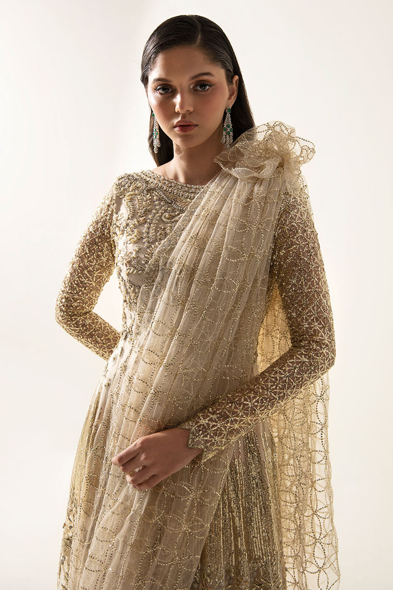 Women Wearing Taliah Off White Frock for Luxury Events - Pakistani Designer Wear for Women in UK | Kifat
