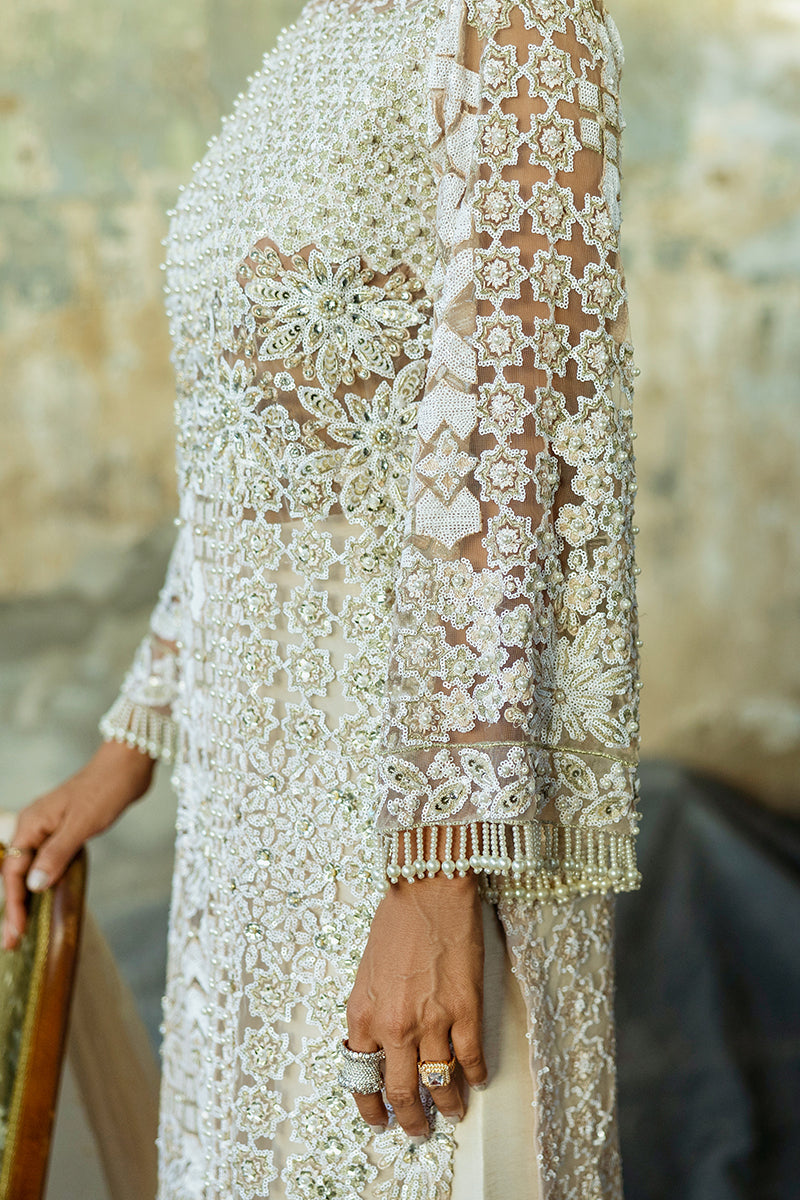 Women Wearing Jasmin Peach Long Shirt for Luxury Events - Pakistani Designer Wear for Women in UK | Kifat
