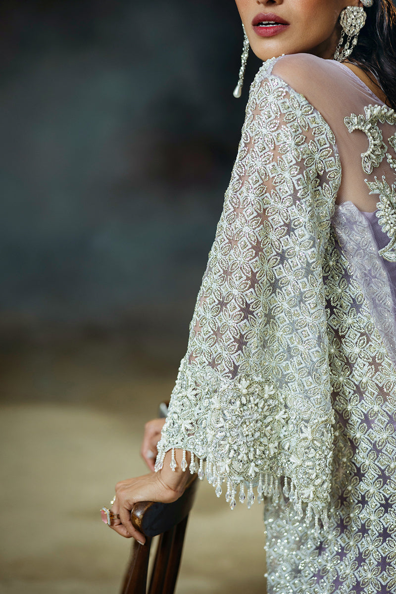 Women Wearing Lavande Purple Long Shirt for Luxury Events - Pakistani Designer Wear for Women in UK | Kifat