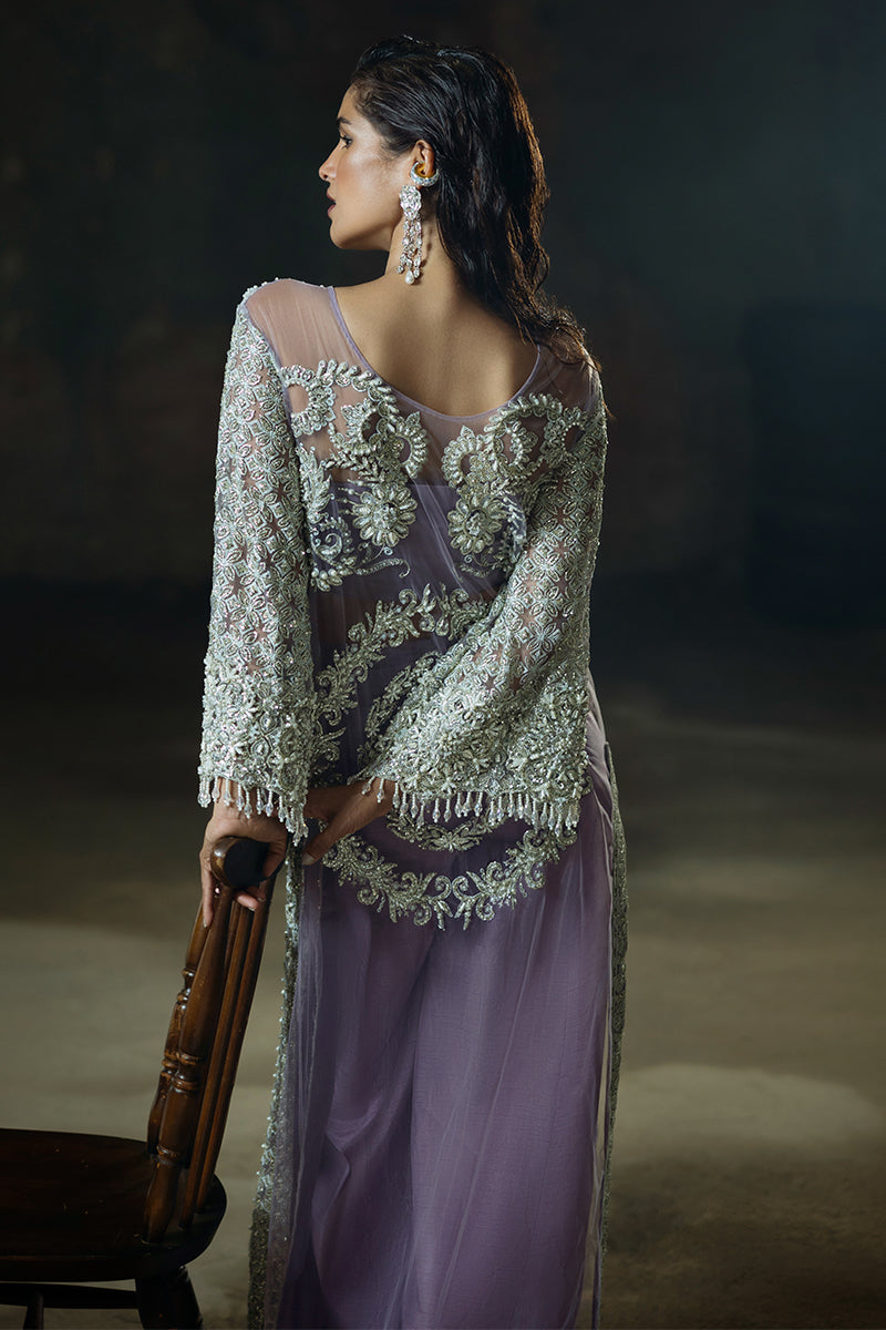 Women Wearing Lavande Purple Long Shirt for Luxury Events - Pakistani Designer Wear for Women in UK | Kifat