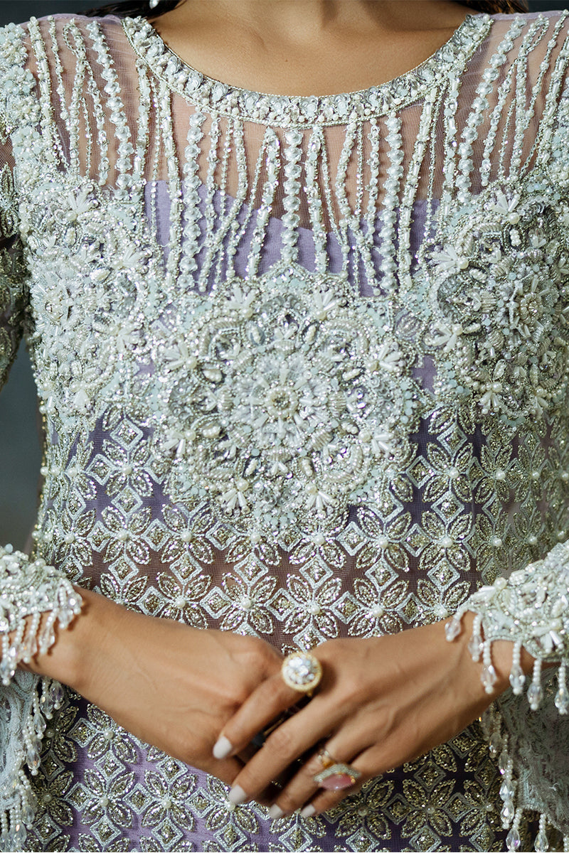 Women Wearing Lavande Purple Long Shirt for Luxury Events - Pakistani Designer Wear for Women in UK | Kifat
