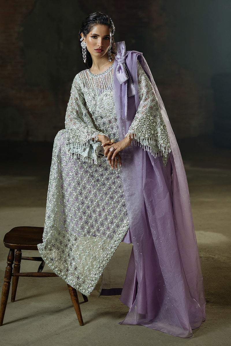Women Wearing Lavande Purple Long Shirt for Luxury Events - Pakistani Designer Wear for Women in UK | Kifat