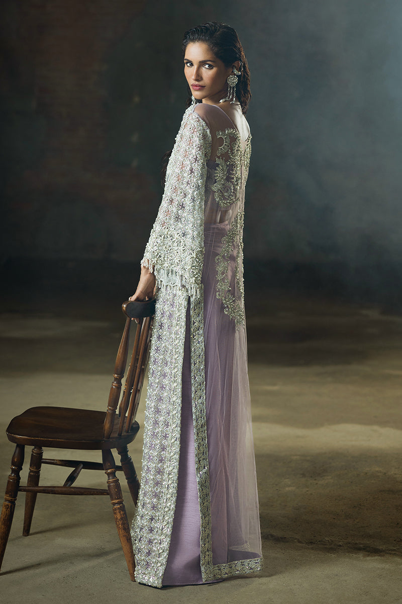 Women Wearing Lavande Purple Long Shirt for Luxury Events - Pakistani Designer Wear for Women in UK | Kifat