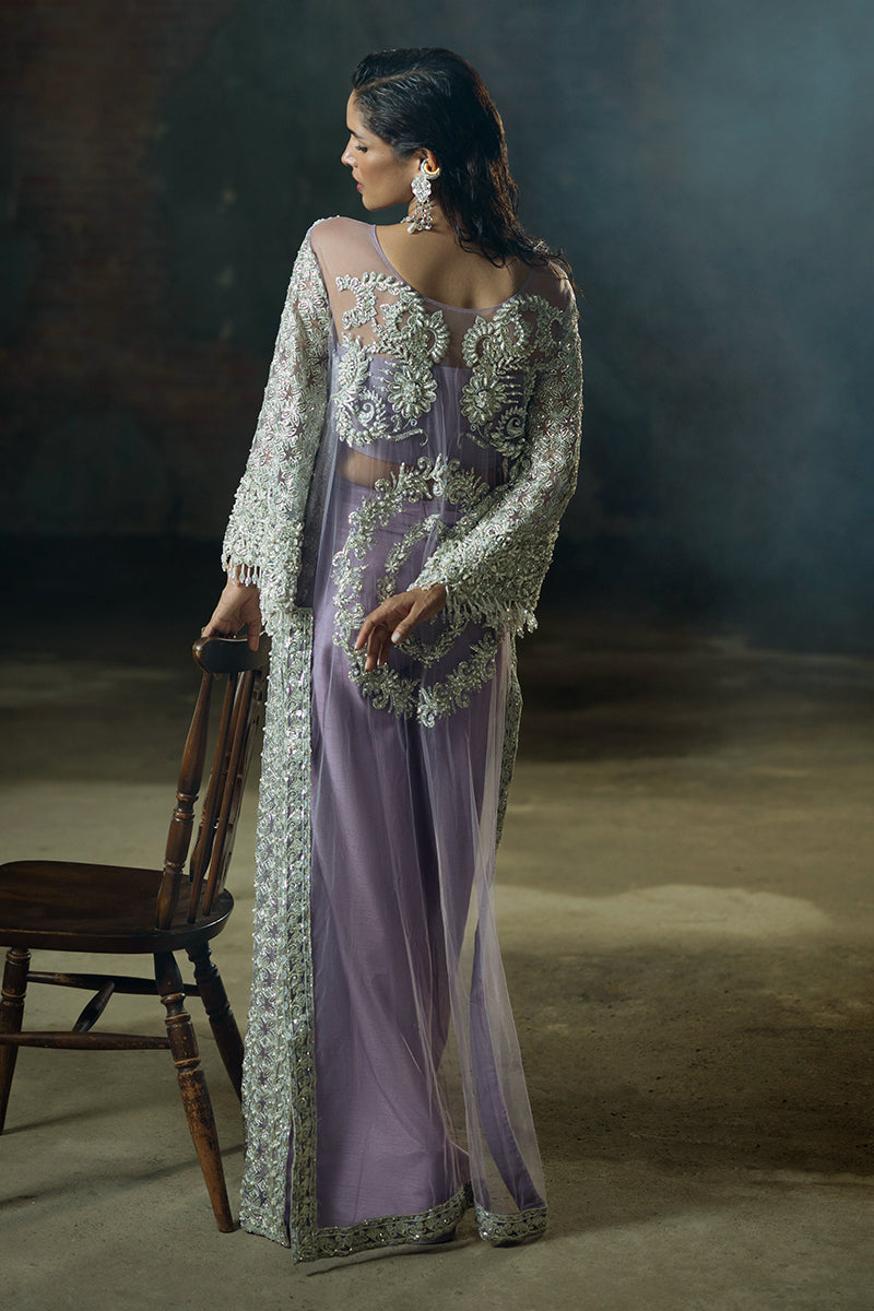 Women Wearing Lavande Purple Long Shirt for Luxury Events - Pakistani Designer Wear for Women in UK | Kifat