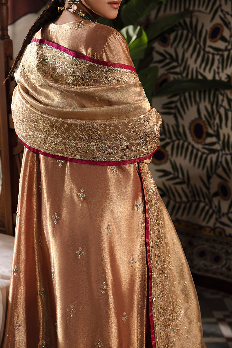 Women Wearing Aleha Red Golden Long Shirt for Formal Events - Pakistani Designer Wear for Women in UK | Kifat