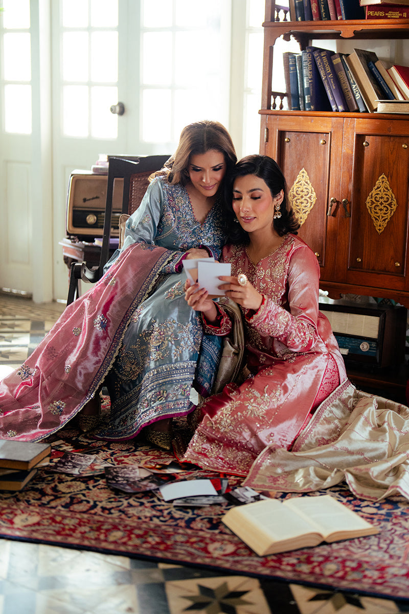 Women Wearing Meher Rose Pink Long Shirt for Formal Events - Pakistani Designer Wear for Women in UK | Kifat