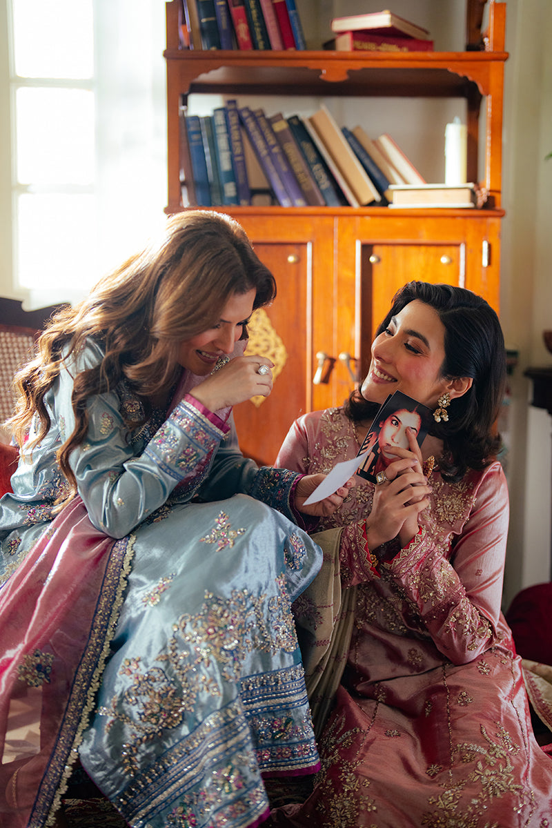 Women Wearing Meher Rose Pink Long Shirt for Formal Events - Pakistani Designer Wear for Women in UK | Kifat