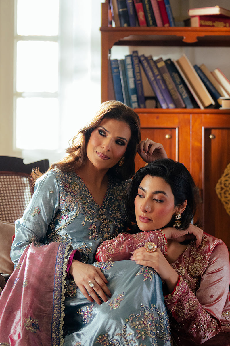 Women Wearing Meher Rose Pink Long Shirt for Formal Events - Pakistani Designer Wear for Women in UK | Kifat
