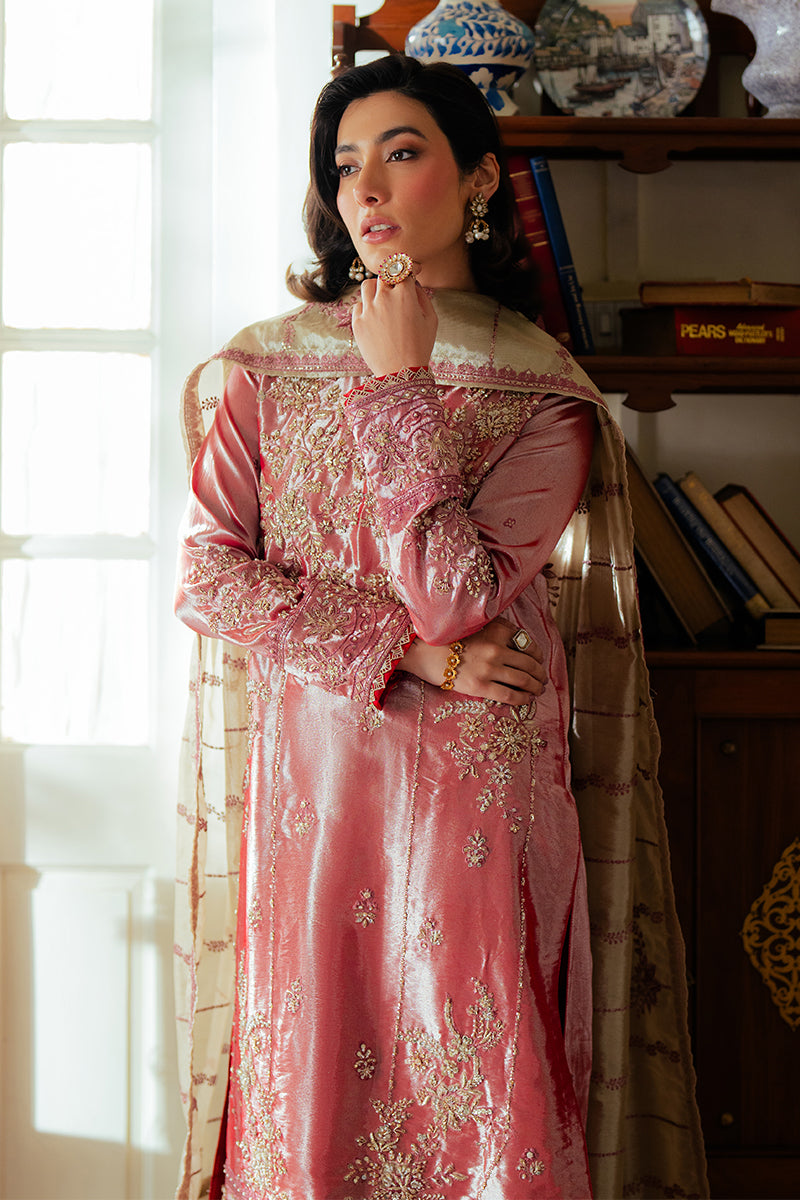 Women Wearing Meher Rose Pink Long Shirt for Formal Events - Pakistani Designer Wear for Women in UK | Kifat
