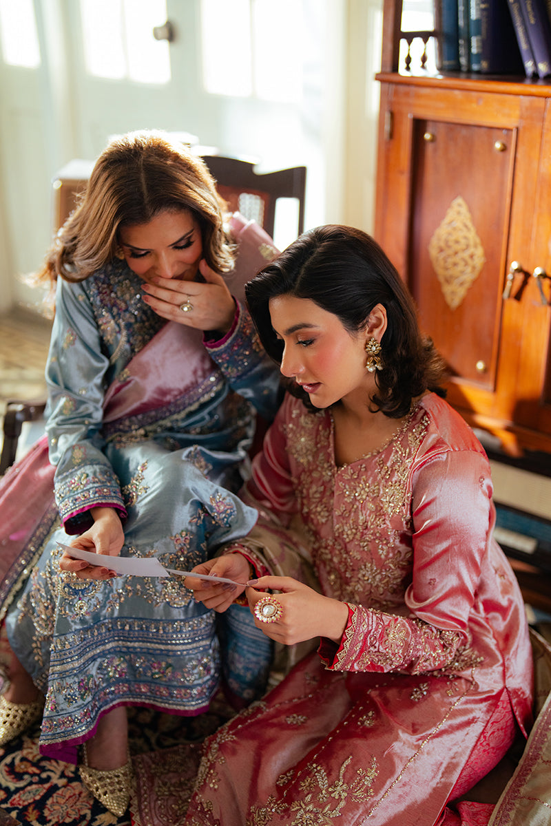 Women Wearing Meher Rose Pink Long Shirt for Formal Events - Pakistani Designer Wear for Women in UK | Kifat