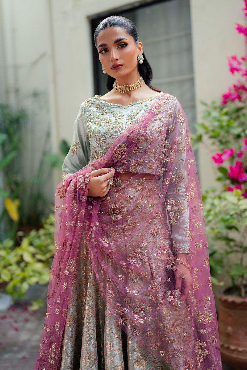 Women Wearing Zima Mint Green Lehnga Choli for Formal Events - Pakistani Designer Wear for Women in UK | Kifat