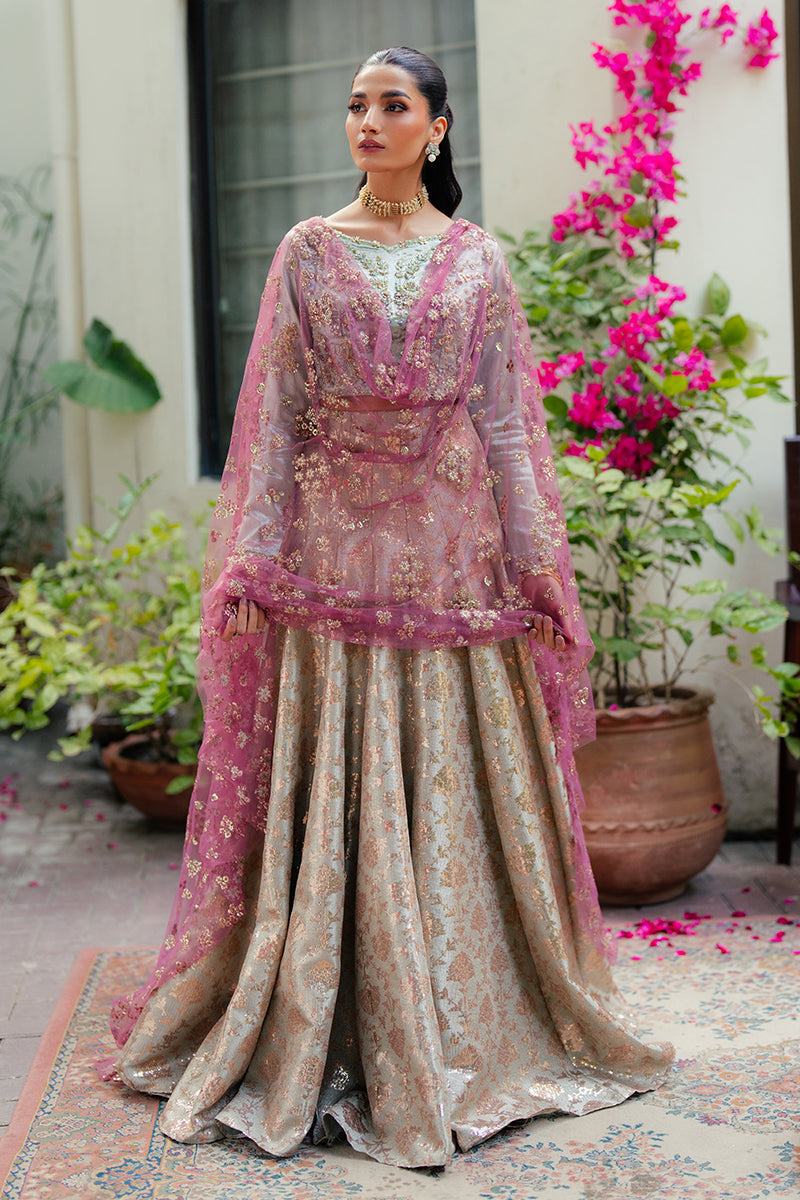 Women Wearing Zima Mint Green Lehnga Choli for Formal Events - Pakistani Designer Wear for Women in UK | Kifat