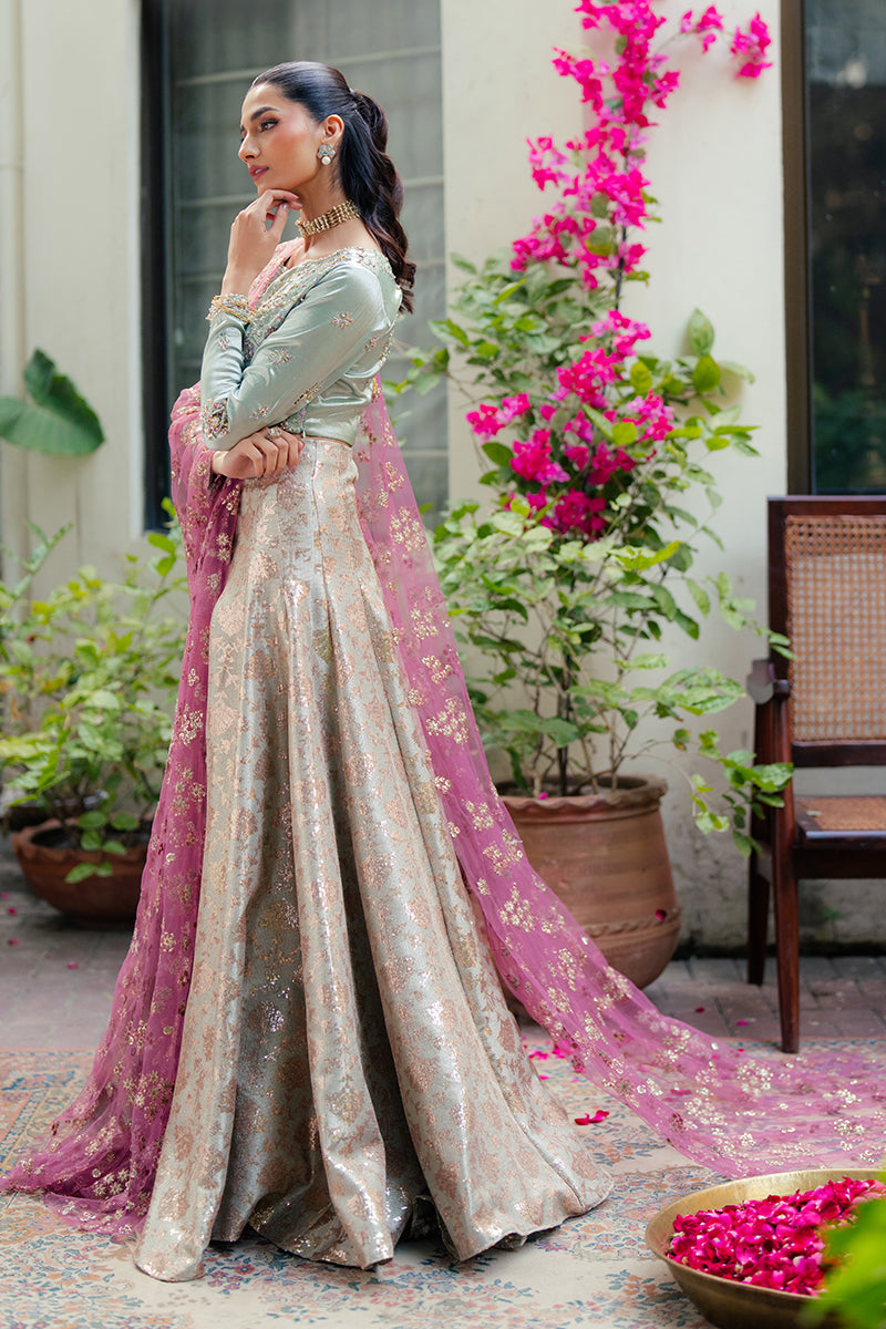 Women Wearing Zima Mint Green Lehnga Choli for Formal Events - Pakistani Designer Wear for Women in UK | Kifat