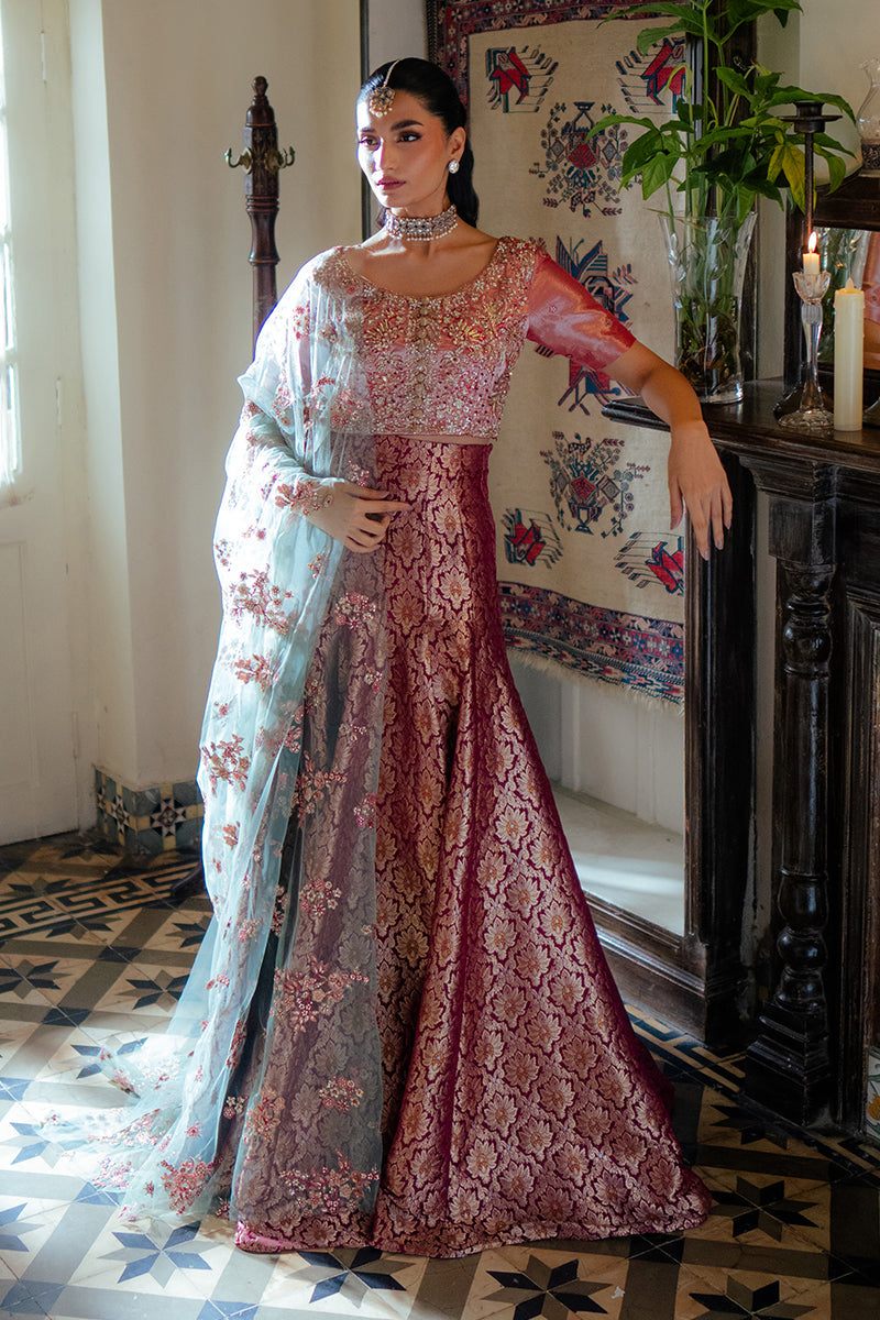 Women Wearing Rushna Pink Lehnga Choli for Formal Events - Pakistani Designer Wear for Women in UK | Kifat