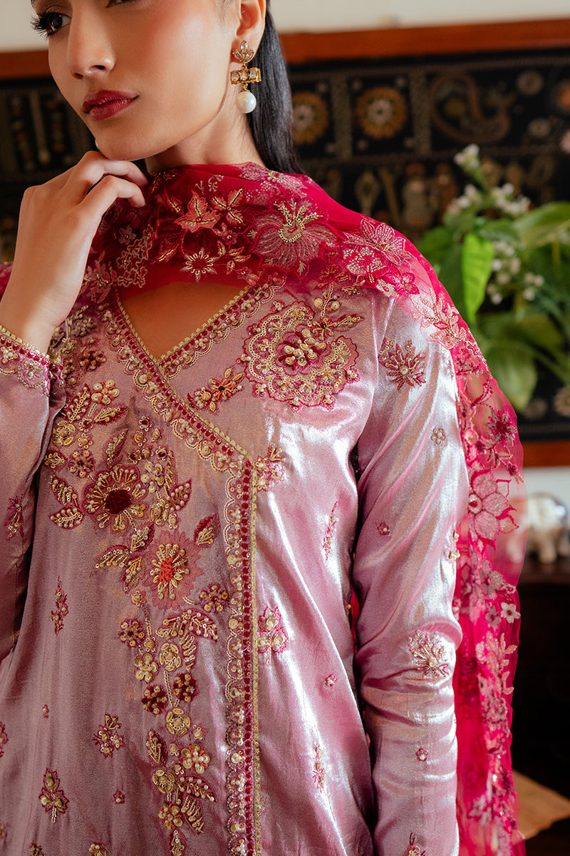 Women Wearing Maheen Pink Shirt with Sharara for Formal Events - Pakistani Designer Wear for Women in UK | Kifat