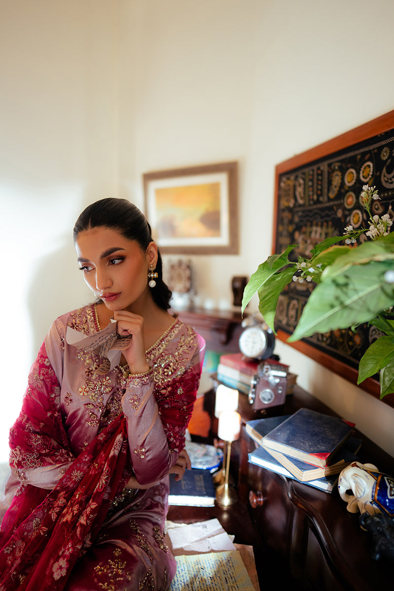 Women Wearing Maheen Pink Shirt with Sharara for Formal Events - Pakistani Designer Wear for Women in UK | Kifat