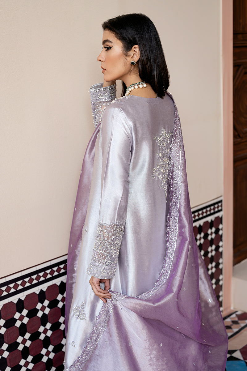Women Wearing Fareeda Purple and Lavender Shirt with Sharara for Formal Events - Pakistani Designer Wear for Women in UK | Kifat