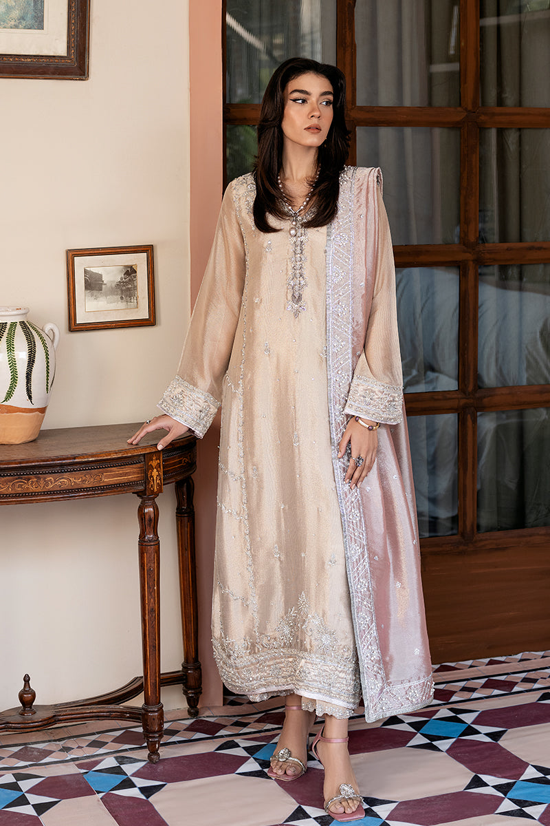 Women Wearing Leila Rose Pink Long Shirt for Formal Events - Pakistani Designer Wear for Women in UK | Kifat