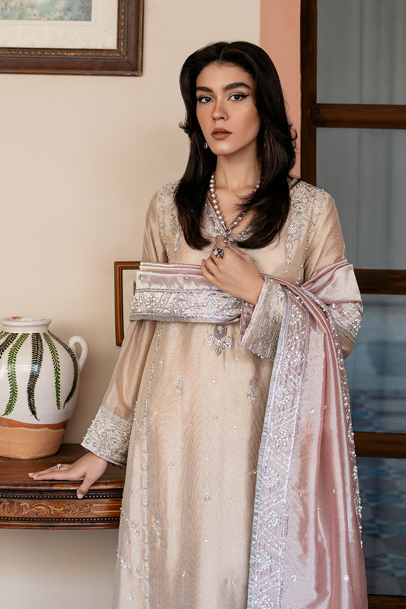 Women Wearing Leila Rose Pink Long Shirt for Formal Events - Pakistani Designer Wear for Women in UK | Kifat