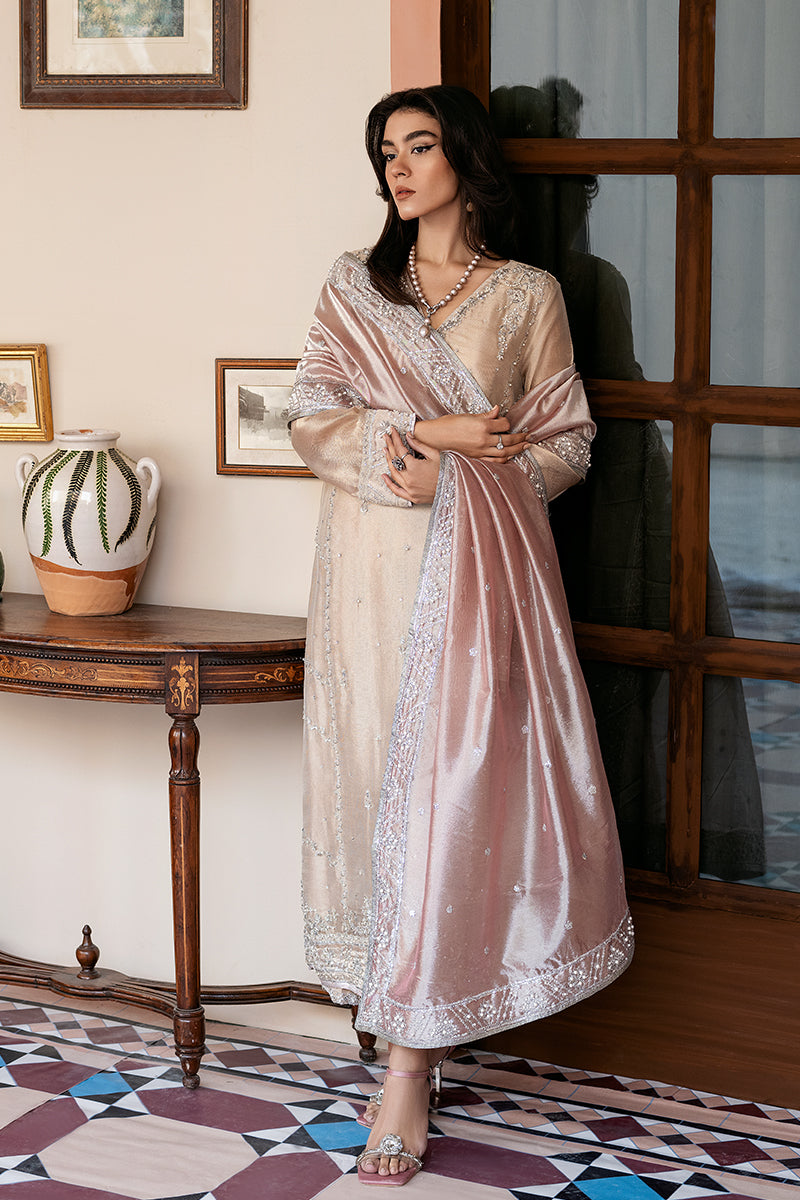 Women Wearing Leila Rose Pink Long Shirt for Formal Events - Pakistani Designer Wear for Women in UK | Kifat