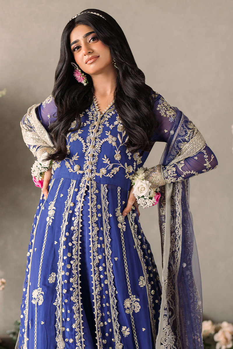 Women Wearing Sehar Victoria Blue Peshwas for Formal Events - Pakistani Designer Wear for Women in UK | Kifat