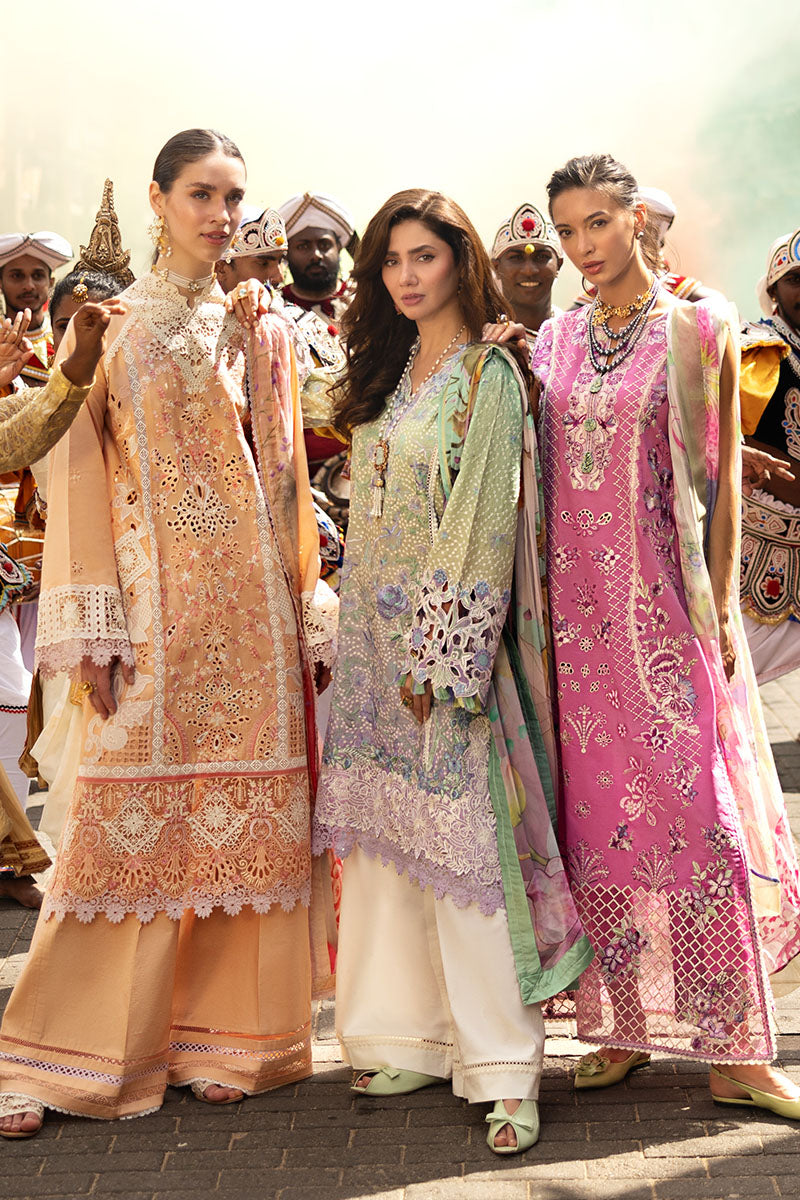 Women Wearing Glittering Grace Gradiant Mint Into Lilac Long Shirt for Luxury Events - Pakistani Designer Wear for Women in UK | Kifat